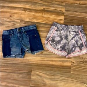 Jean shorts and active wear shorts